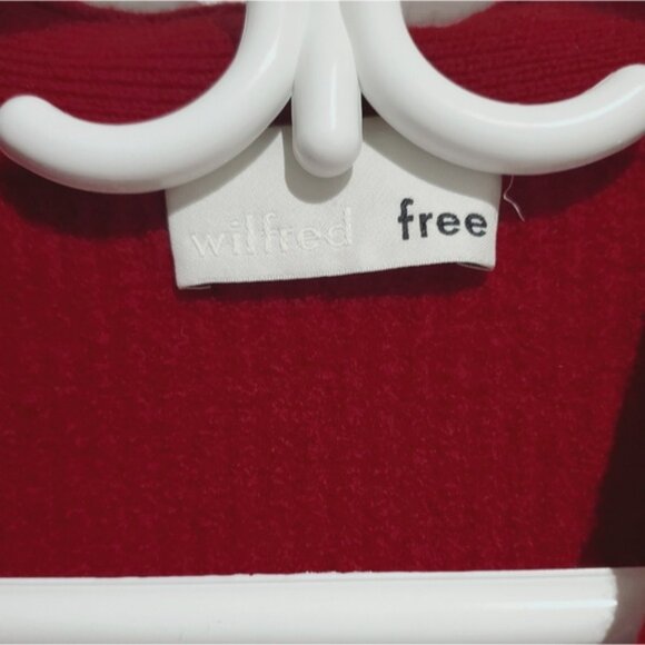 WILFRED FREE 100٪ Italian Merino Wool Rare Knit Crimson Red Open Cardigan - Picture 9 of 10